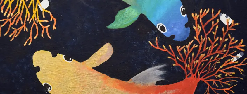Detail eines Wandbilds aus dem Pausenhof des MTG