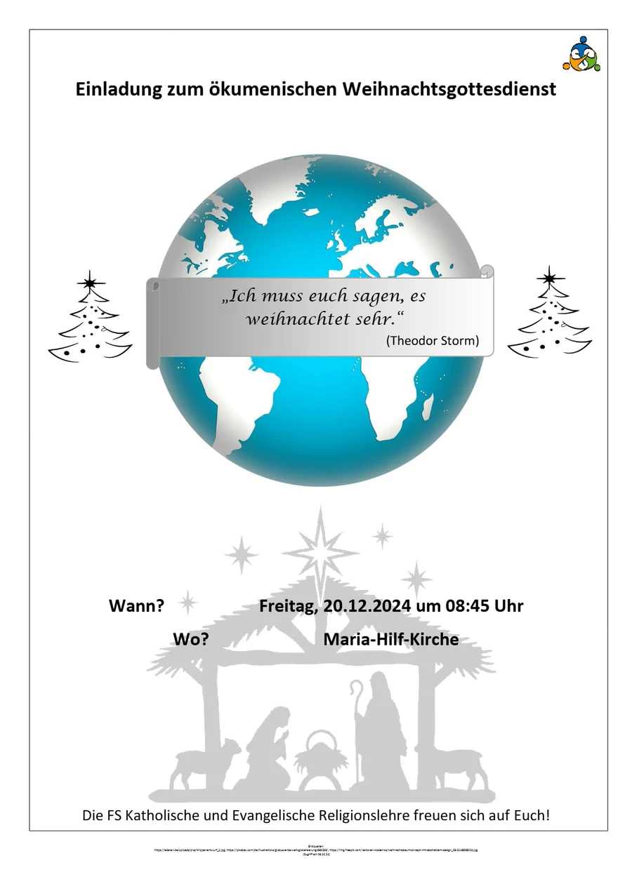 Einladung zum ökumenischen Weihnachtsgottesdienst in der Maria-Hilf-Kirche